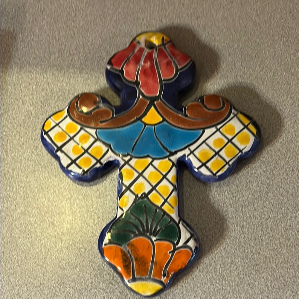 Mexican Talavera ceramic cross